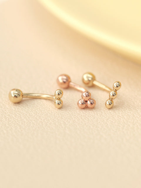 14K gold Triangle Ball Rook Piercing 18g16g