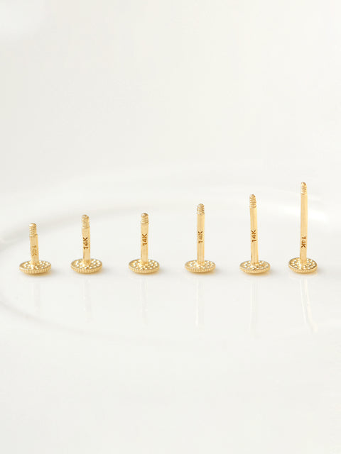 14K Gold Mini Flower Labret Piercing 18G16G