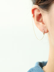 14K Gold Cubic Hoop Layered Earring
