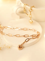 14K Gold Heart Round Chain Necklace