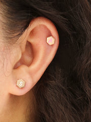 14K Gold Enamel Initial Cartilage Earring 18G16G