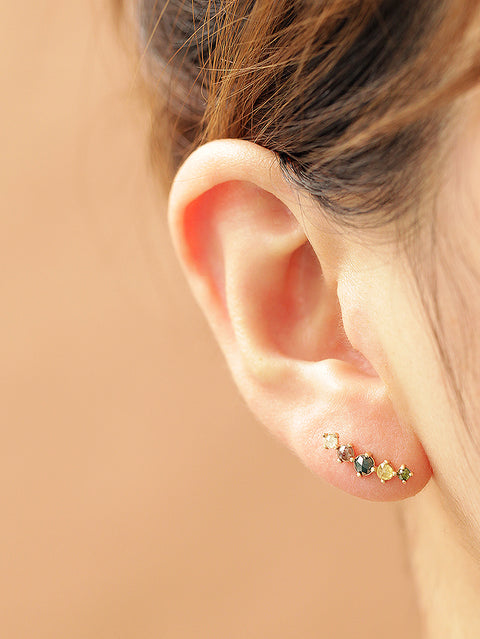 14K Gold Five Rough Diamond Cartilage Earring 18G16G