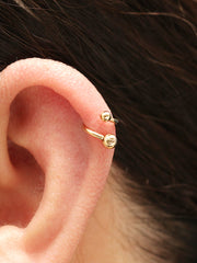 14K Gold Twist Ball Cartilage Helix Earring 16G