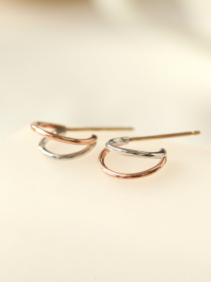 14K Gold 2 Line Circle Hoop Earring