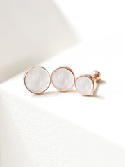 14K gold White Mother of Pearl Cartilage Earring 18G16G
