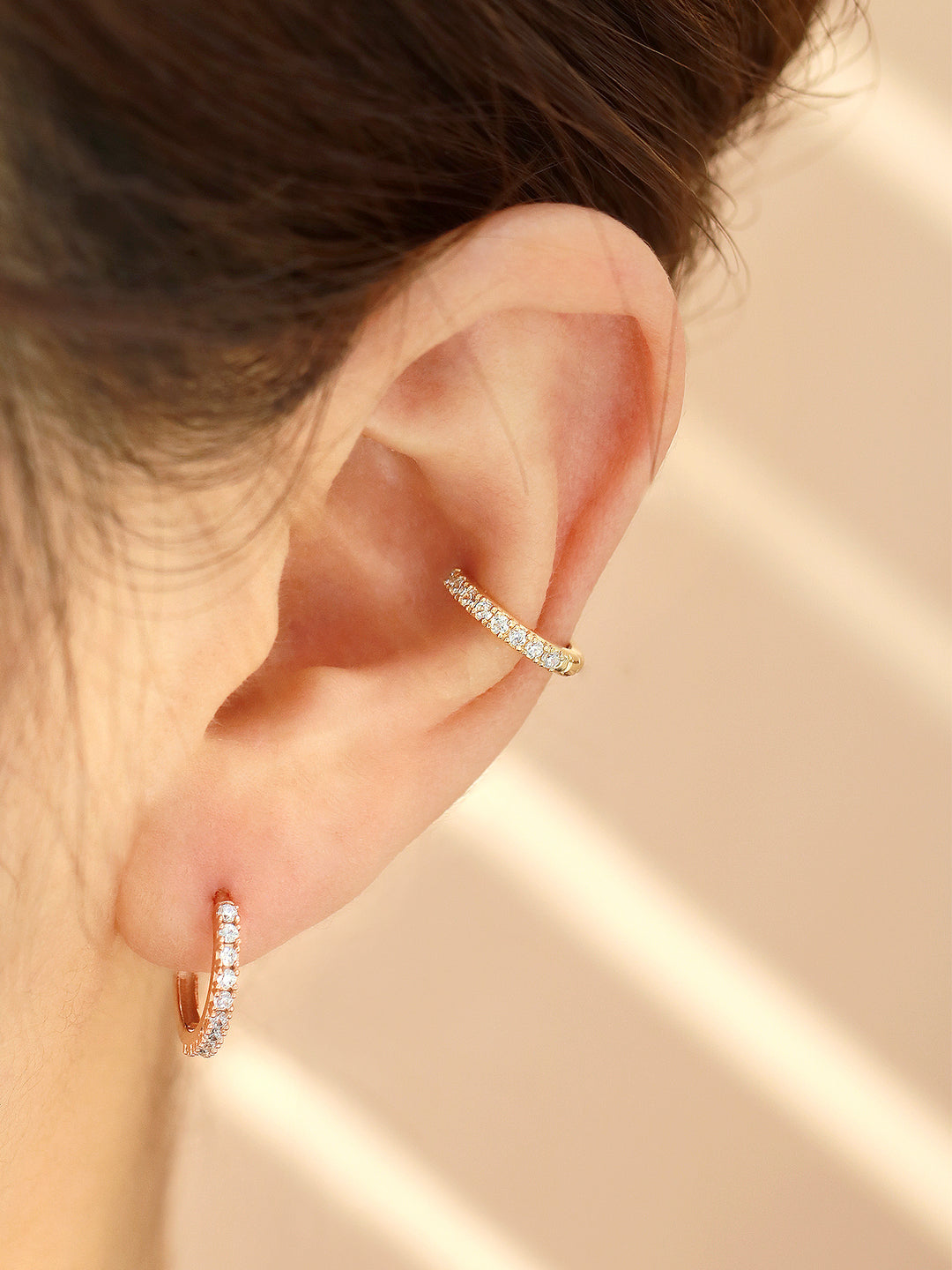 Inner Conch Ring Conch Diamond Hoop 14K Gold Conch Hoop Earring