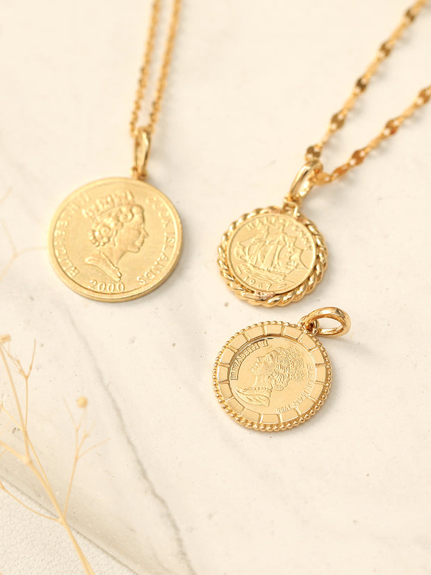 14K Gold Coin Pendant Necklace