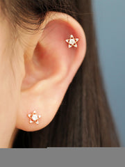 14K Gold Bling Cubic Star Cartilage Earring 20G18G