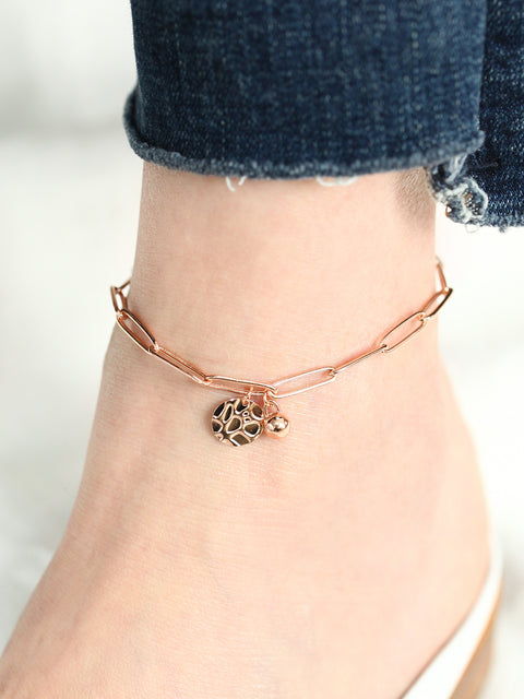 14K Gold Square Chain Coin Anklet