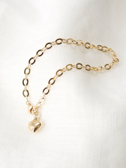14K Gold Hollow Chain Bracelet