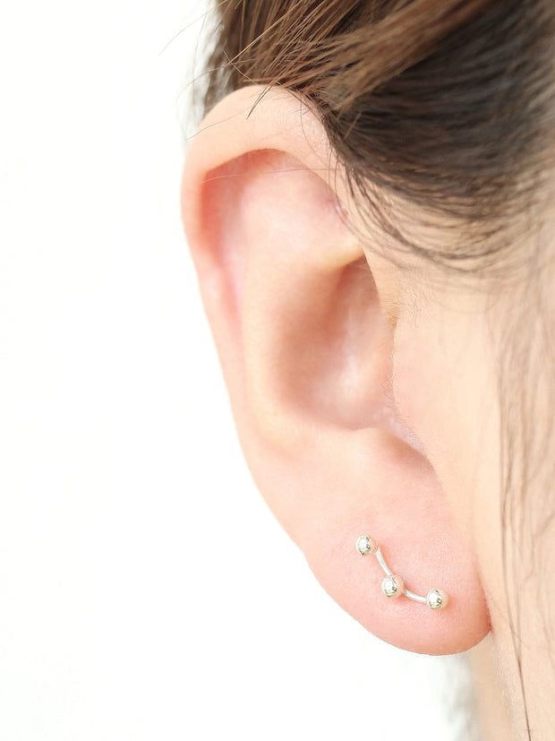 925 Silver triple Ball cartilage earring 16g