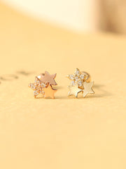 14K gold Star Cubic cartilage earring 20g