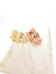 14K Gold Owl Cartilage Earring 20G