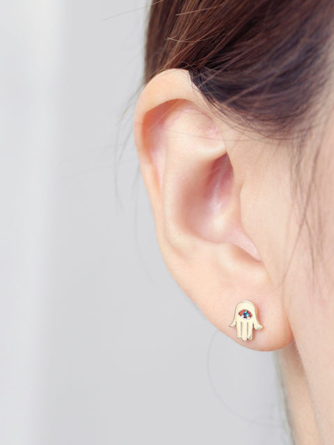 14K Gold Hamsa Cartilage Earring 18G16G