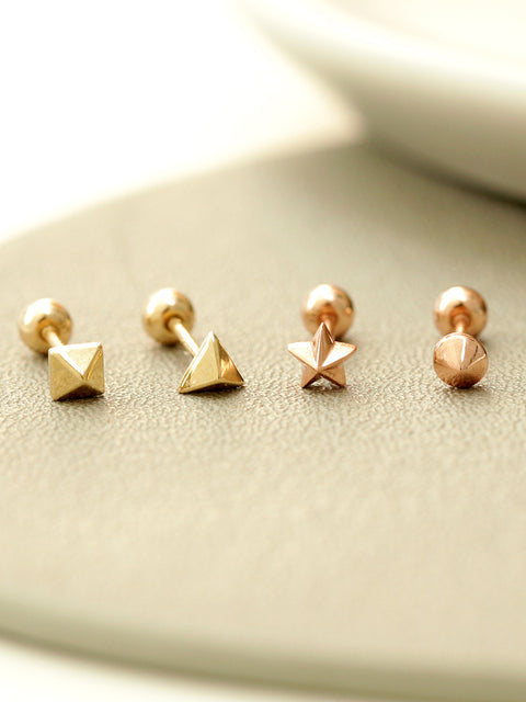 14K gold Mini Shapes cartilage earring 20g