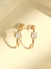 14K Gold Round Cubic Half Hoop Cartilage Earring 20G18G16G