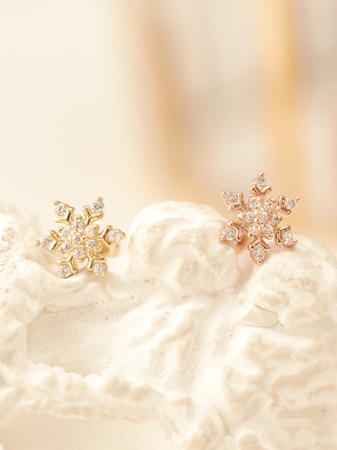 14K Gold Snowflake Cartilage Earring 20G