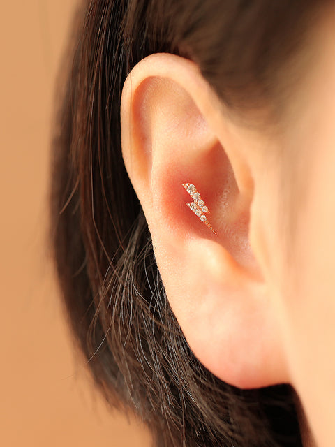 14K gold Cubic Thunder cartilage earring 20g