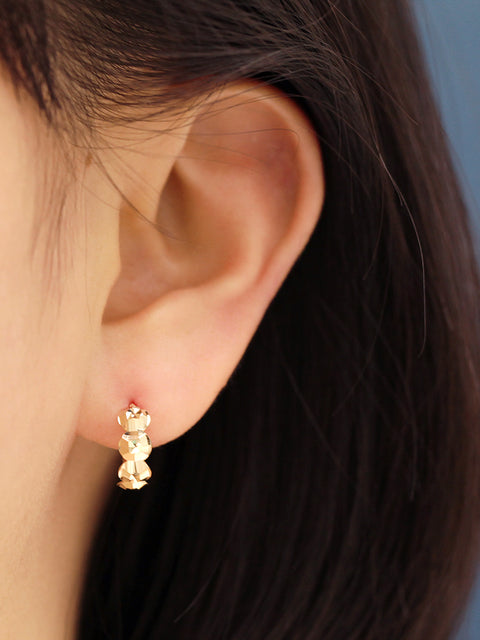 14K Gold Bubble Cutting Hoop Earring