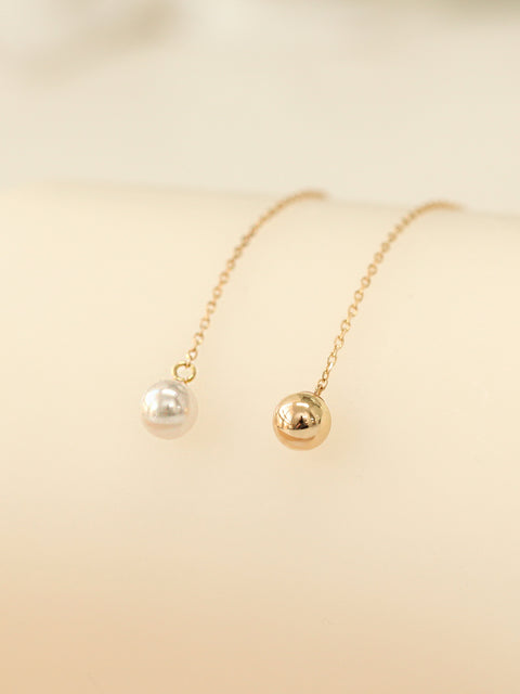 14K Gold Pearl Drop Earring