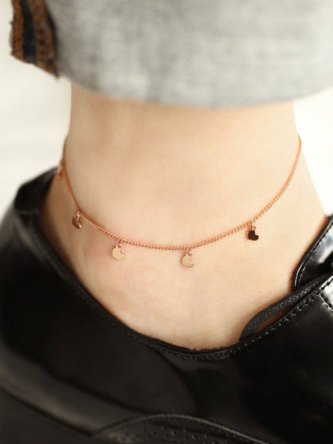 14K 18K Gold Heart Anklet