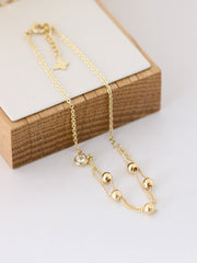 14K Gold Layered Ball Cubic Anklet