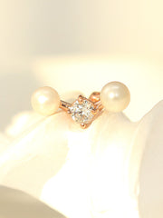 14K Gold Pearl Cubic Cartilage Earring 18G16G
