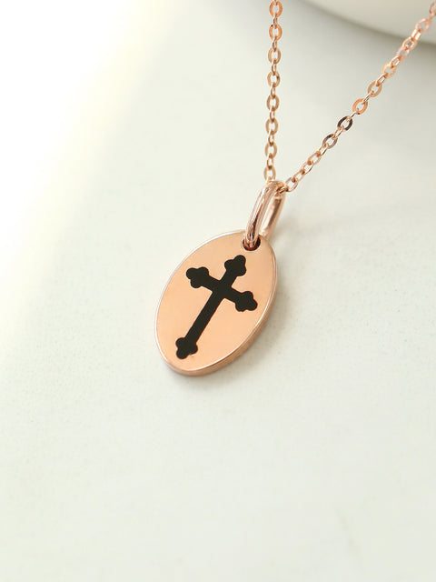 14K 18K Gold Black Cross Necklace