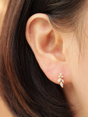 14K gold Bling Cubic Leaf cartilage earring 20g
