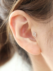 14K Gold Diamond CZ Cartilage Earring 18g16g