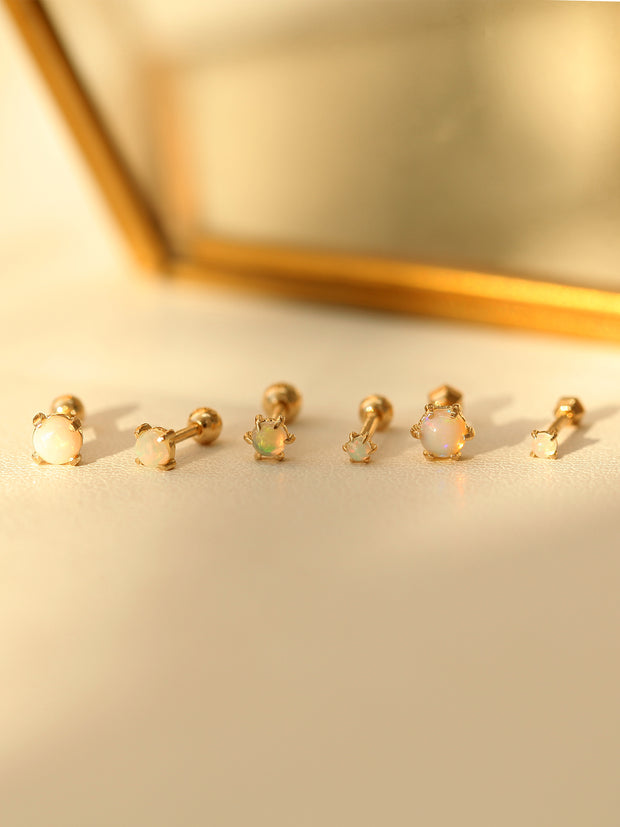 14K Gold Natural Opal cartilage earring 3mm 4mm 18g16g