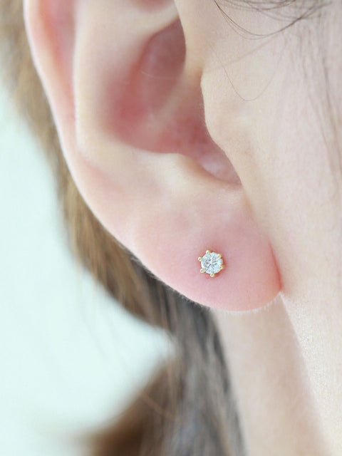 14K Gold Rough Diamond Cartilage earring 3mm 18g16g