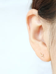 14K gold Dainty Lightning Bolt Cartilage Earring 18g16g