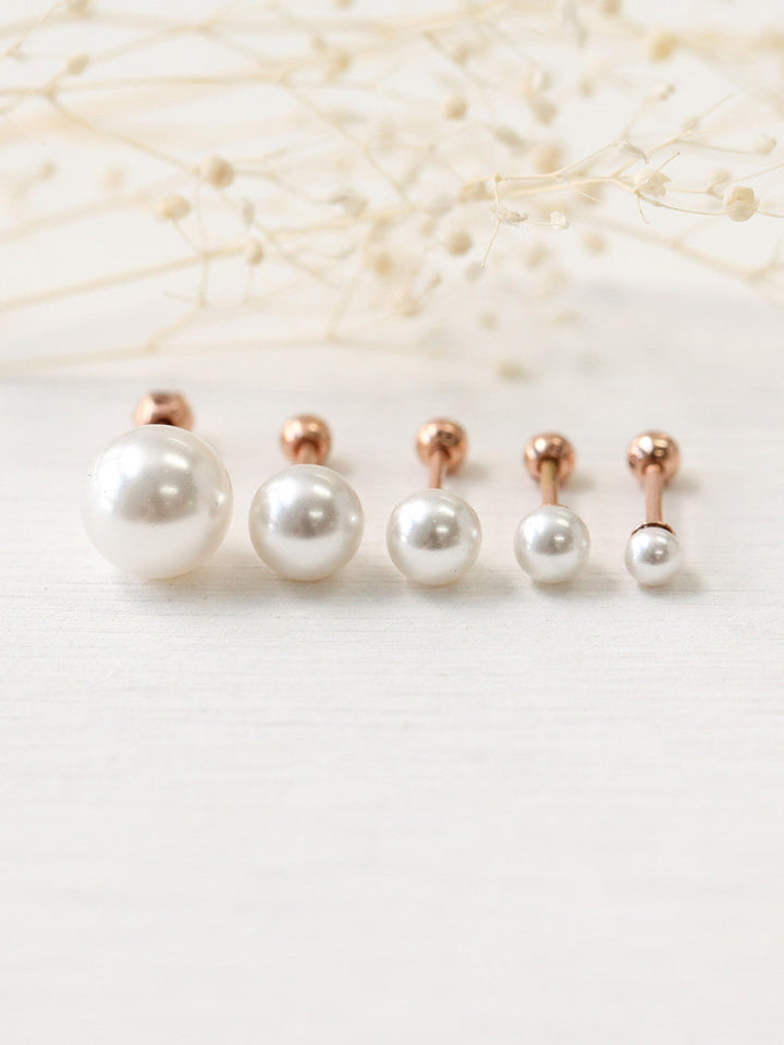 14K Gold Pearl Cartilage Earring 18G