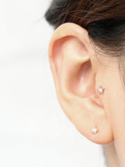 14K Gold Dainty Star CZ cartilage earring 20g