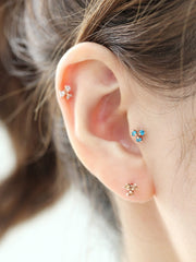 14K gold Triangle Flower cartilage earring 18g16g