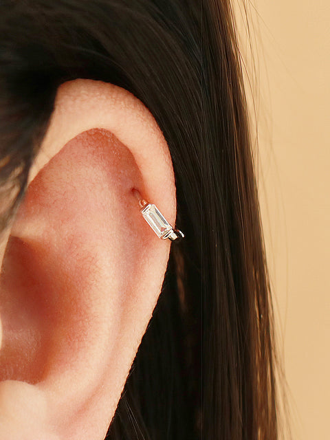 925 Silver Mini Cubic Hoop Earring