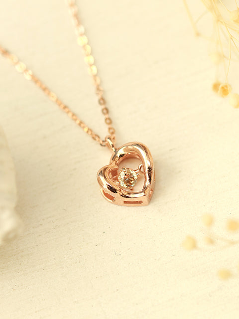14K 18K Gold Cognac Diamond Heart Necklace