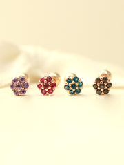 14K Gold Mini Colorful Flower Cartilage Earring 20G