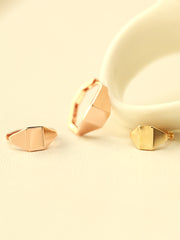 14K Gold Square Oval Hoop Earring