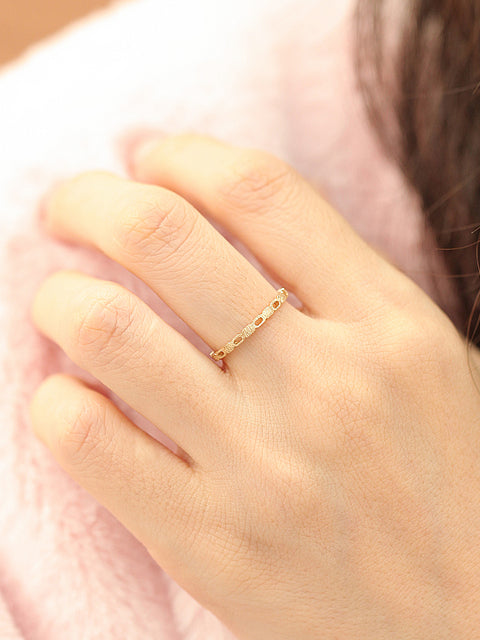 14K Gold Square Chain Ring