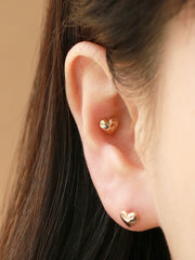 14K gold Heart cartilage earring 20g