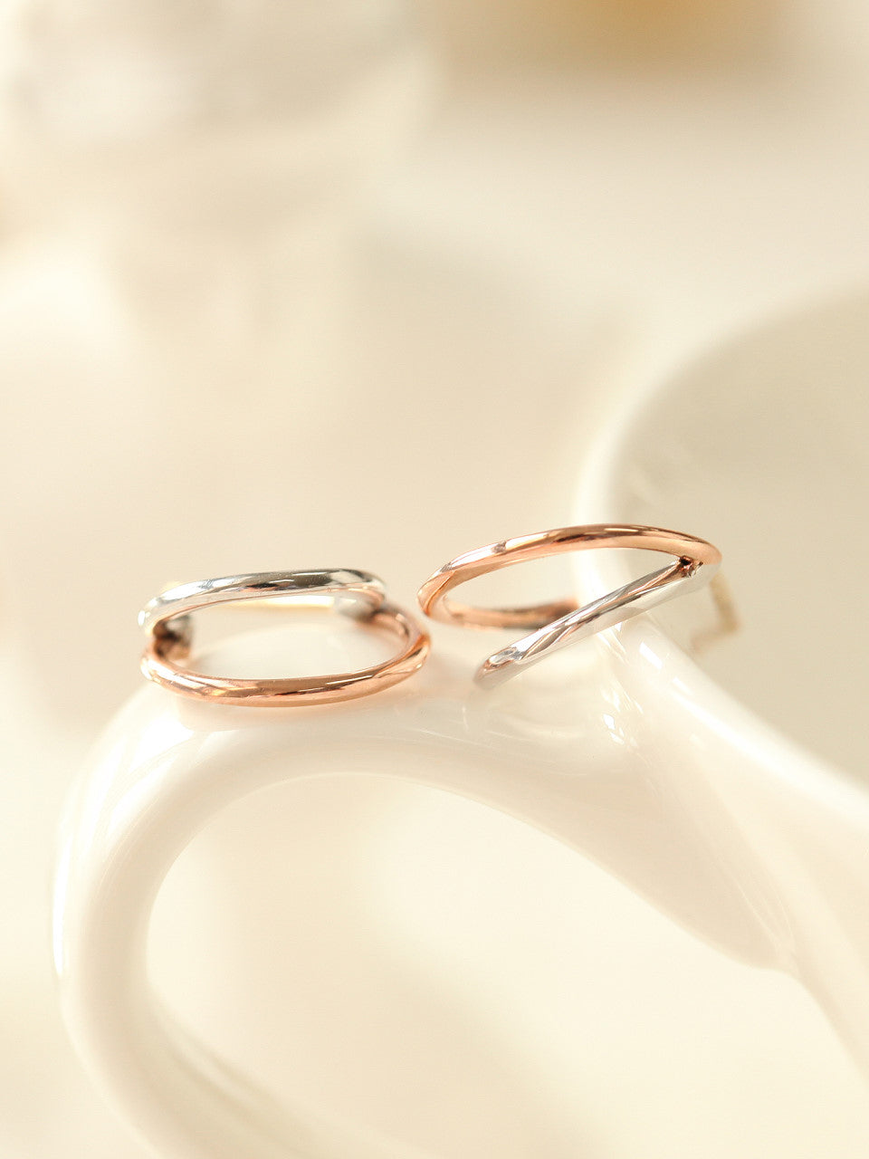 14K Gold 2 Line Circle Hoop Earring