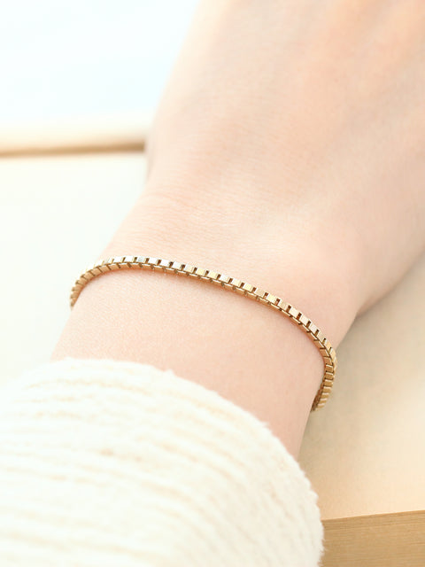 14K Gold Box Chain Anklet