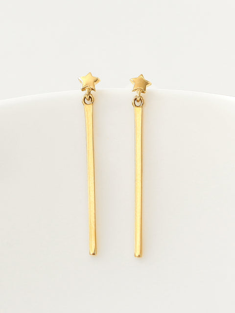 14K gold Star Stick Drop cartilage Earring 20g