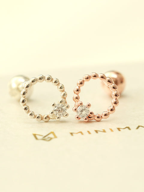 925 Silver Bubble Cubic Ball Cartilage Earring 16G