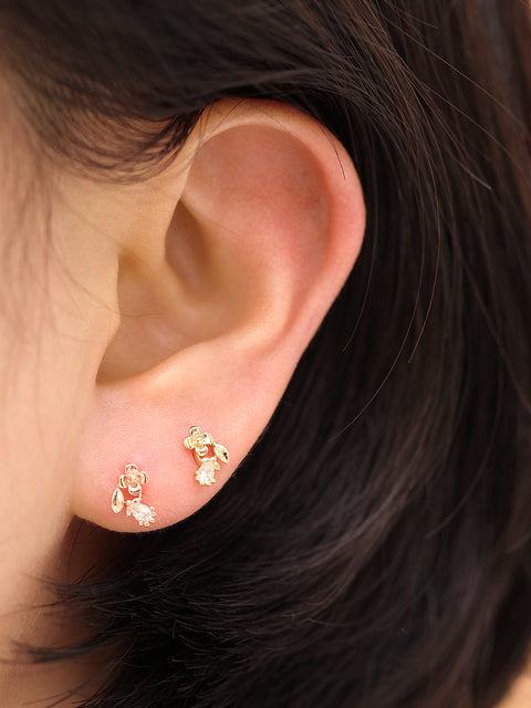 14K gold Teardrop Flower Leaf cartilage earring 20g