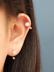 14K Gold Color Cubic Ball Tragus Piercing 20G