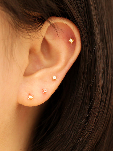 14K gold Mini Twinkle Cubic cartilage earring 20g