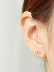 14K Gold Evil Eye Cubic Cartilage Earring 18G16G